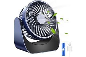Feebee Ventilatore USB, Mini Ventilatore da Tavolo Ventilatore Silenzioso Ricaricabile, Ventilatore da Scrivania 360 °Rotazione con 3 Velocità Regolabile, Portatile per Auto, Casa, Ufficio, Blu