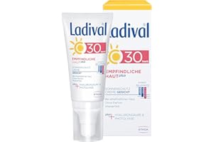 Ladival Crema solar para la piel sensible Plus para la cara, SPF 30, sin perfume, sin colorantes ni conservantes, resistente al agua, 50 ml