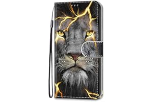 Unichthy For Motorola Moto E13 Case Flip PU Leather Shockproof Wallet Case with Stand Magnetic Money Pouch Folio Silicone Bumper Gel Protective Phone Cover for Moto E13 Gold Lion