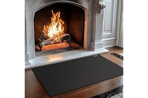 FIREWESS Tappeto Ignifugo per Camino, Parascintille per Camino, Resistente al Fuoco, Calore, Antiaderente, per Barbecue, Patio, Tappetino Protettivo per Pavimenti, Protezione per Stufe (Nero, 120 x 70 cm)