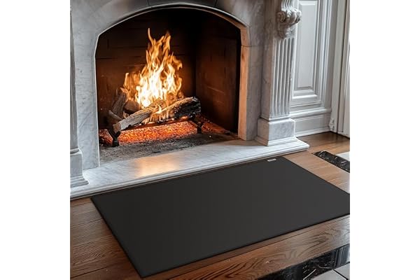 FIREWESS Tapis de cheminée ignifugé, Tapis de Protection des poêles, Anti feu cheminée, à la Chaleur, antiadhésif, pour barbecues, patios (Noir, 120 x 70 cm)