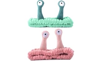 GWAWG 2 PCS Diadema Maquillaje Snail Headband Uso para el Cuidado de la Piel Lavado Cara Spa Belleza las Mujeres Niña Verde y Rosa