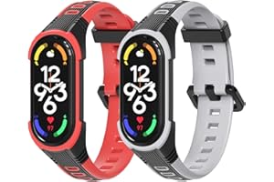 AidorMax 2 Pezzi Cinturino per Xiaomi Mi Band 7 6 5, Braccialetto in Silicone Traspirante ed Antiscivolo, Cinturino Sportivo per Attività all'Aperto, Cinturini di Ricambio Miband 7 6 5