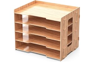 ‎LESFIT Lesfit Papierablage, Schreibtisch Organizer Holz