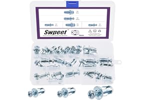Swpeet Set di 30 pezzi: tasselli M4, M5, M6 con viti, viti Petal Nuts & Fissaggio sottile per parete cava & Skin Line