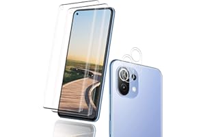 AGEDATE 2+2 Stück für Panzerglas für Xiaomi Mi 11 Schutzfolie, 2 Stück Panzerglasfolie & 2 Stück Kameraschutz, HD 9H mit Fingerabdruck-ID Panzer Schutz Glas Displayschutzfolie für Xiaomi Mi 11 Schutzglas
