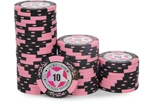 ORIENGEAR Poker Chips Professional, 50 Pcs 14 Gram Poker Chips Composite with Clear Denomination, Numbered Chips for Casino Card Game, Blackjack, Roulette Games, for Poker Lover, 8 Color