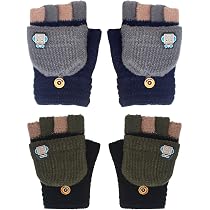 2 Paires De Moufles Capybara Enfant - Gants Sans Doigts Avec Rabat, Hiver, Pour Fille Et Garçon 5-12 Ans