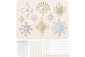 SUNNYCLUE 9 Styles Bijoux Argile Résine Moule Boucle d'oreille Fabrication Outils Style Baroque Perle Broche Époxy Silicone Fondant Moule pour Artisanat Amoureux DIY Mode Femmes Boucle d'oreille