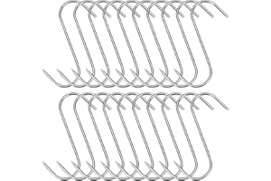 WOLMIK 20 Stück Fleischhaken aus Edelstahl, Räucherhaken Robust und Langlebige Metzgerhaken, S-Haken für Badezimmer, Schlafzimmer, Büro, Küche, Geschäft, Fleischverarbeitung, BBQ Backen Fleisch (12,5 cm)