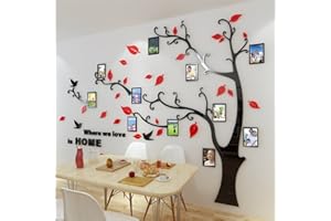 GUANGMU 3D Albero Adesivi Fai da te Albero Adesivo da Parete Cornici per Foto Sticker Decorazioni Albero Della Vita da Parete per Soggiorno Camera da Letto Adesivo Muro (Rosso Sinistra,L: 175 * 230CM)