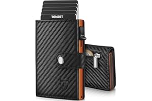TENBST Portafoglio Uomo & Donna | Porta Carte di Credito 10 carte | Portacarte Uomo con RFID Protezione Anticlonazione | Porta Tessere Uomo con Portamonete e Scomparti Banconote - Regalo