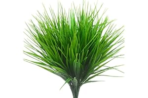 HBell 12 Stück künstliche Pflanzen aus Kunststoff,Weizengras,Grünsträucher,UV-beständig,künstliche Pflanzen für den Außenbereich,für Bauernhaus,Zuhause,Hochzeit,Innen- und Außenbereich