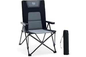 TIMBER RIDGE Silla de camping plegable de 260 kg, respaldo alto ajustable en 4 posiciones silla plegable acolchada, respaldo alto con bolsa de transporte silla de camping para jardín, balcón, caravana