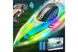 GOQELK GQOELK Remote Control Boat-Rc Boat, 15+ MPH Fast Remote Control Boat with LED Lights, 2.4G RC Electric Boats Pool and Lakes Toys for Adults,Remote Control Boat for Kids