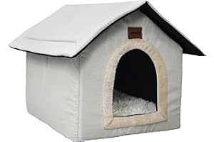 Whiwhi Casetta per Gatti Cuccia Per Animali Domestici con Cuscino in Peluche Pieghevole Cuccia Gatto Tenda per Gatti Caldo e Confortevole 35x30x35cm