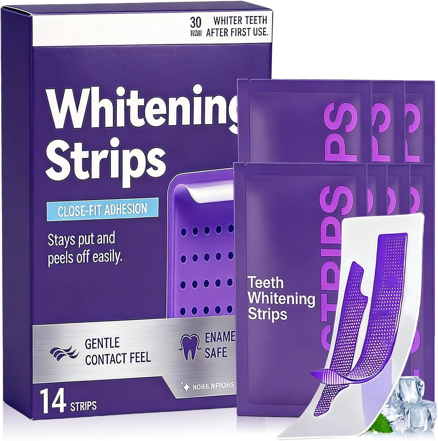 14 Piezas Tiras Blanqueadoras Moradas, Tiras Blanqueadoras Antideslizantes, Strips Profesionales De Blanqueamiento De Dientes, Para El Café Y Otras Manchas, Ilumina La Sonrisa