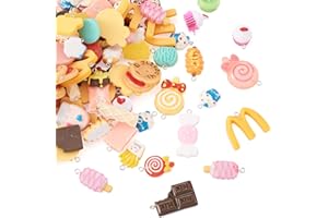 Cheriswelry 100pcs Food Theme Resin Charm Pendants Beads for Jewellery DIY Crafts Keychain Making