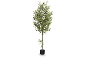 MAIA SHOP Olivo Artificial 150 cm con Tronco Natural y Aceitunas Decorativas, Planta Artificial Realista para Decoración de Hogar, Oficina, Hotel o Eventos, Árbol Mediterráneo de Interior