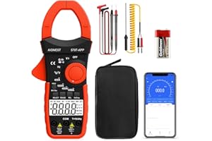 AIOMEST Current Clamp, Current Meter AC/DC Current: 0-1000A, 570T-APP Current Meter True-RMS 4000 Counts Auto Ranging, Measures Voltage Multimeter AC/DC Voltage, Resistance, Ohm