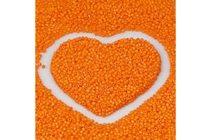 VOOMOLOVE Perline arancioni da 2 mm, per la creazione di gioielli, 110 grammi, circa 9800 pezzi, perline in vetro 12/0 per realizzare orecchini, bracciali, ciondoli, gioielli in vita, perline fai da te fatte a