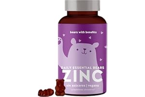 Bears with Benefits Oursons gélifiés au zinc - Soutien des cheveux sains, de la peau et du système immunitaire avec 15mg de zinc par dose - 45 pièces - Vegan-free vitamin gums
