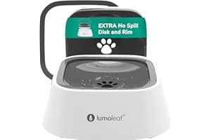 LumoLeaf Miska na wodę dla psa, miska na wodę dla zwierząt domowych, miska na wodę z powolnym podajnikiem wody, miska na wodę dla psów / kotów / zwierząt domowych (szara, 990 ml, dodatkowy pływający