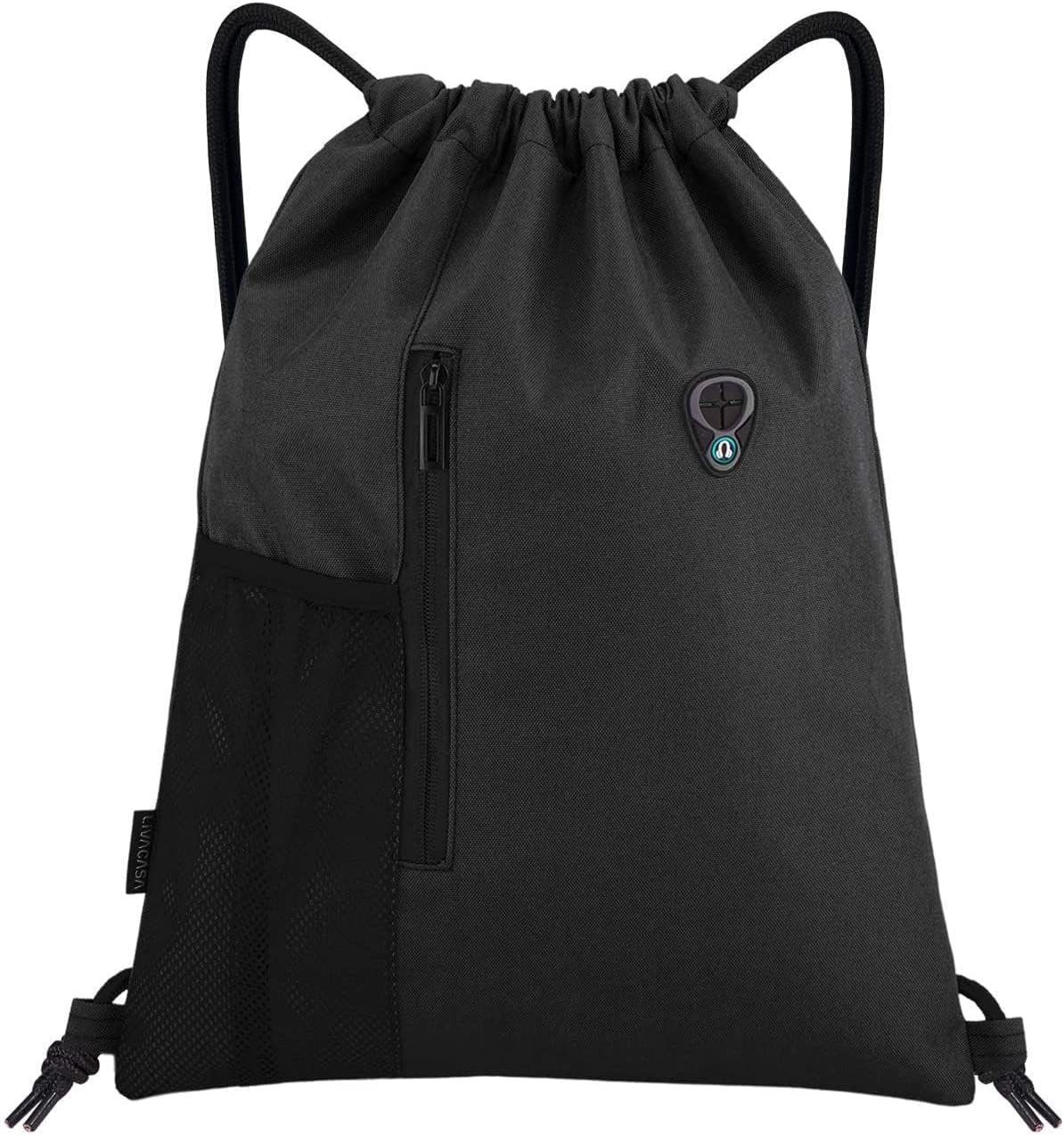 LIVACASA Mochilas de Cuerdas Mujer Hombre Toma USB para Auriculares con Bolsillos Mallas para Botellas Tela Oxford Bolsa de Cuerdas Mochilas Impermeables para Yoga Gimnasio Deportes