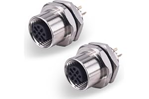 Lonlonty M12 5-polige weibliche Buchse für Rückwandmontage Sensorflansch weibliche Buchse Gelötete Schnittstellenbuchse mit Gewinde A-code Industriell wasserdicht IP67 2 pcs