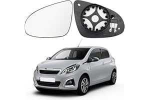 RASHION Verre de Rétroviseur Gauche Compatible avec Citroen C1 / Peugeot 108 / Toyota Aygo (2014-2020) Glace De Rétroviseur Chauffant