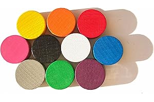 Spieltz große farbige Spielchips/Spielsteine aus Holz, 25/7 mm, Made in Germany, für Bingo, Roulette etc (10 Farben (Weiß, Gelb, Orange, Rot, Blau, Grün, Pink, Lila, Grau, Schwarz), 10 Sück)