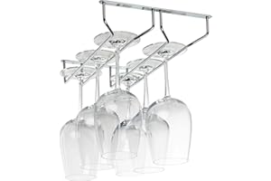 Copa Design porta bicchiere - cromato - porta bicchieri da vino a due binari- binari in vetro 34,4 x 22 cm x 5 cm