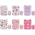 ALVABABY Baby Cloth Diapers 6 Pack + 12 Inserts One Size Adjustable Washable Reusable for Baby Girls and Boys 6DM32-DA