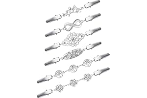 Cindeer 6 Clips de Cárdigan Clips de Chal Vintage Clips de Cuello de Suéter de Metal Plateado Creativo Hebillas de Cadena de Cárdigan Cierres de Chal para Vestido Camisa Bufanda