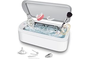 ZQAZXH Ultraschallreinigungsgerät Brille, Ultra-Large Volume 640ML mit 48KHz Ultraschall Low Noise Cleaner, Geeignet für Schmuck, Ohrringe, Halsketten, Silberwaren, Zahnersatz, Uhrenarmbänder