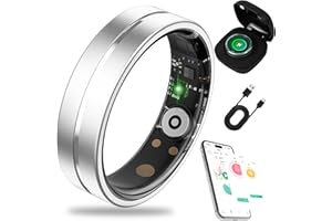 Takibird Ring R7, Smart Ring, Fitness & Activity Tracker, Blood Pressure Heart Rate & SpO₂Monitor, IP68 Waterproof, Easy Operation, Health Ring for Seniors&Everyday Fitness Enthusiast, Sliver, Size 11