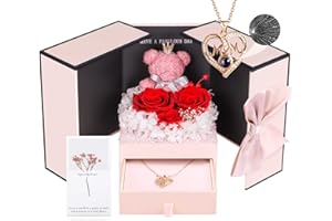 ADDWel Gifts for Mum from Daughter and Son, Mother Birthday Gift Idea from Kids, Unique Preserved Real Roses with I Love You Mum Necklace, Cool Present to Mam on Mothers Day