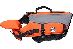 VIVAGLORY Dog Life Jacket with Removable Front Float, Life Vest with Reflective Trims & Extra Padding for Swimming & Boating, Extra Small, Bright Orange
