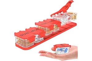 YAKLIM Portapillole Settimanale, Porta Pillole Per Farmaci Per 7 Giorni 7 Scomparti, Portapillole Giornaliero Grande Capacità, Staccabile, Facile da Aprire, Per Vitamine, Medicinali e Integratori