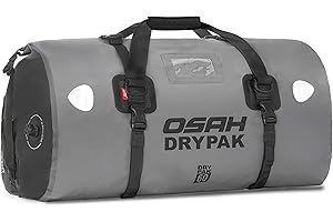 BORLENI Borsa da Moto da Viaggio Impermeabile a Rullo Riflettente per Motociclismo, Escursionismo, Ciclismo, Viaggio, Campeggio, Outdoor, Kayak Grigio 60L