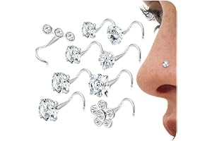 LOLIAS 20 g näspiercing nitar, kit 9 st kirurgiskt stål, L-formad och skruv, silver och guld, näsdubbar, smycken med 1,5 mm t