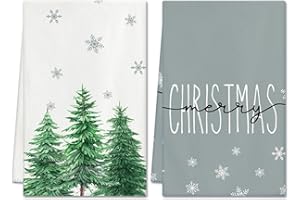 Ohok 2 Stück Weihnachten Handtücher 45x65 cm, Mode Dekoration Küchentücher Grinch Weihnachtsmann Geschirrtücher Weiche Mikrofasertücher für Badezimmer Küche Trockentuch Weihnachten Deko (Set I)