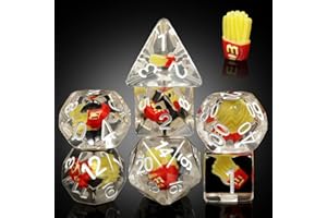 Chips DND Dice Set, DNDND 7PCS Resin Polyhedral Die with Velvet Bag for D&D Role Playing Games and Tabletop Games（Chips