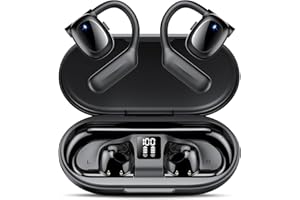 Hendari Open Ear Kopfhörer Bluetooth 5.3,Bluetooth Sport Kopfhörer, LED-Anzeig, 75 Stunden Spielzeit, Tiefer Bass Wireless Earbud, Wireless Earbuds mit 4 Mikrofon, IPX5 wasserdicht für Fahren, Arbeit