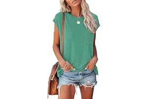 WNEEDU Camisetas Mujer Petal Manga V Cuello Camisetas Casuales Verano Básico Tops