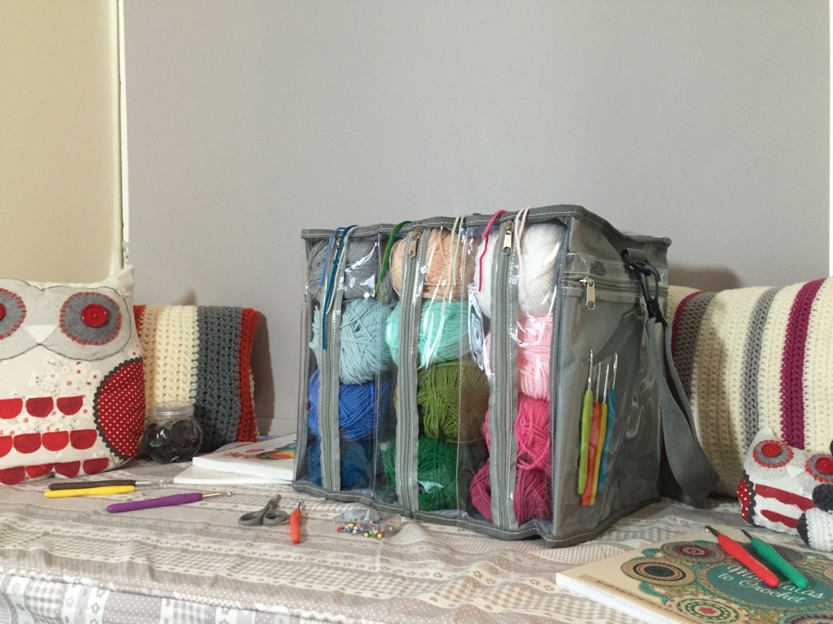 Yarn Organizer Bag Knitting Crochet Tote Storage Lightweight Clear