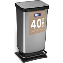 Rotho Paso Mülleimer 40l mit Pedal und Deckel, Kunststoff (PP) BPA-frei, carbonmetallic, 40l (35.3 x 29.5 x 67.6 cm) Küche, Haushalt & Wohnen