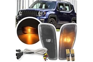 Ayikeiy 2X lampadine led con lenti fumè indicatori di direzione indicatori di direzione laterali luce ambra compatibile con Jeep Renegade 2015-2021