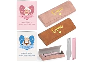 BOFUNX 2 Set Oma Opa Geschenk, Brillenetui mit Putztuch und Karten, Geburtstag Weihnachten Neujahr Geschenk für Oma und Opa