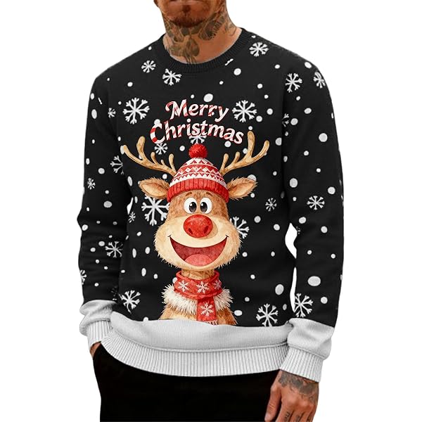 Weihnachtspullover Herren Weihnachts Hoodie Christm Produktbild-Vorschau 7